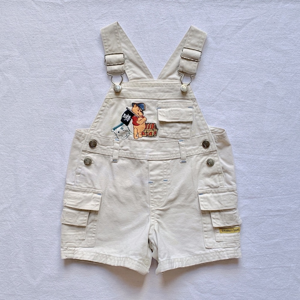 SOLD (on Depop) Disney Winnie the Pooh Treasure Hunt Overalls Shortalls 12M - Picture 2 of 11